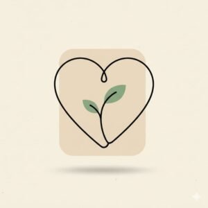 Ilustración minimalista de un corazón sosteniendo un brote, símbolo de cuidado y nueva vida en una guía de seguro para embarazadas.