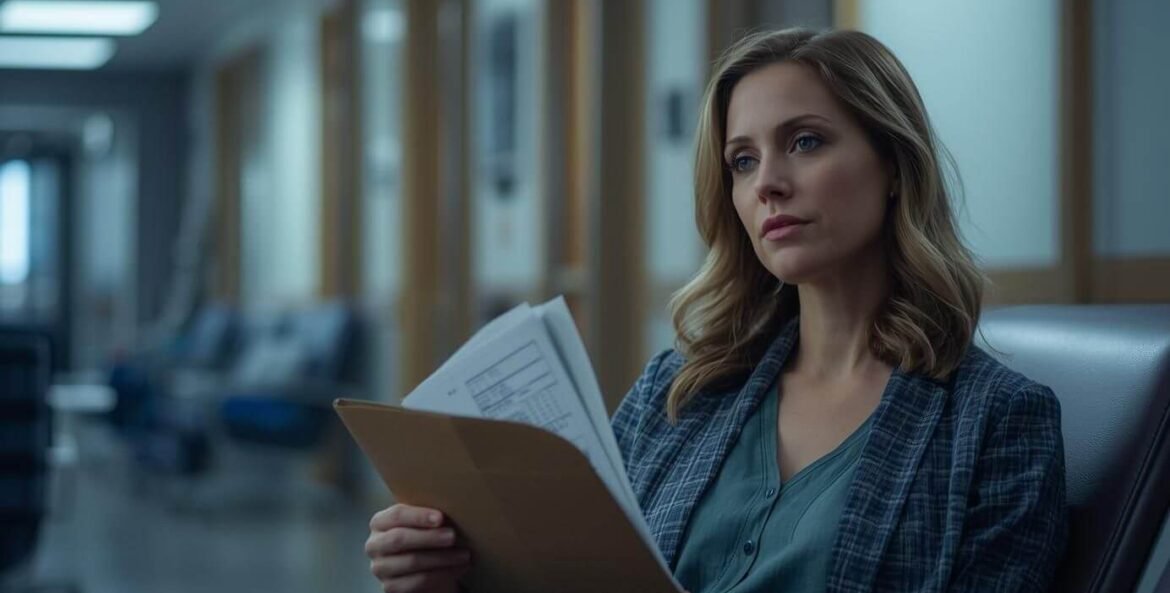 Mujer en clínica esperando estudios médicos, simbolizando la salud preventiva del seguro de vida Mujer Única AXA para mujeres